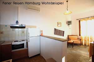 Wohnk&uuml;che in der Ferienwohnung Kastri